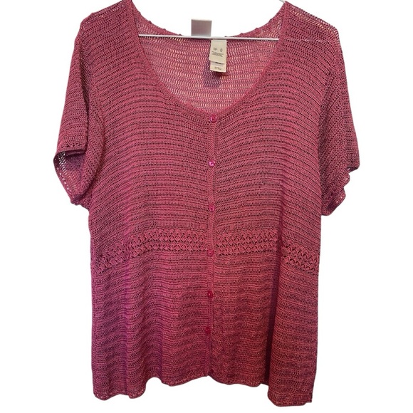 Emma James Blush Pink Crochet Top Size XL - Picture 1 of 6